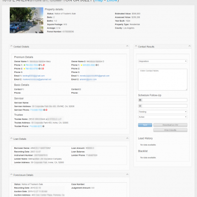 Preforeclosure Detail View
